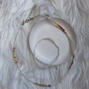 Cute and colorful beaded necklace and bracelet